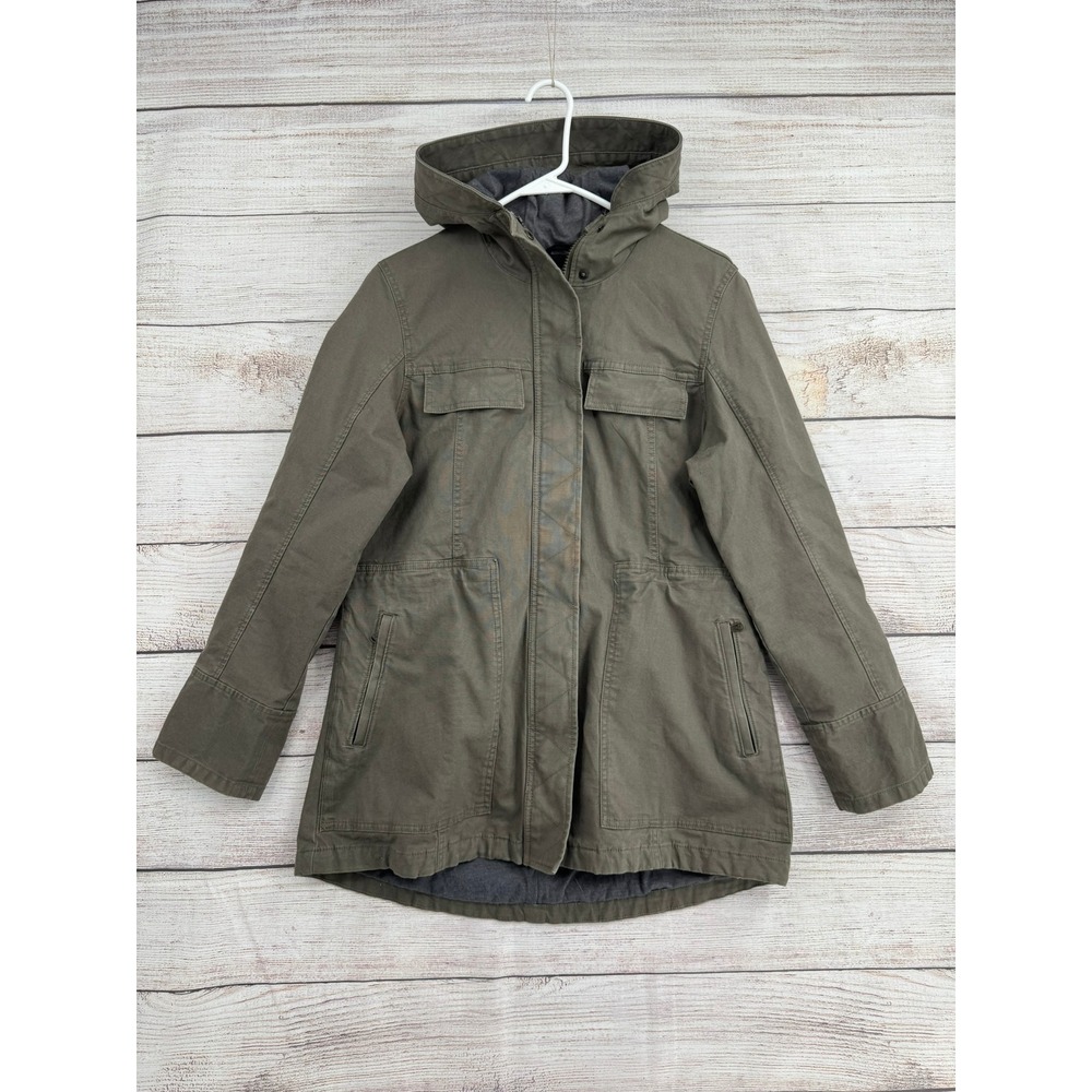 Prana Utility Jacket Women Medium Olive Green Hooded Organic Cotton W23202171